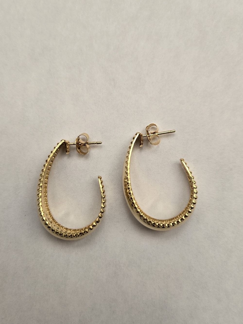 Gold Plated Textured Hoop Earrings - Women's Jewelry